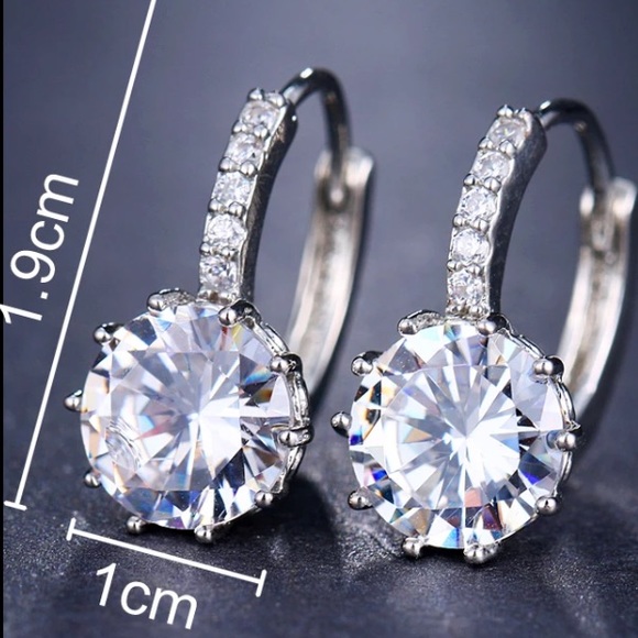 Sterling silver diamond earrings - Picture 4 of 4